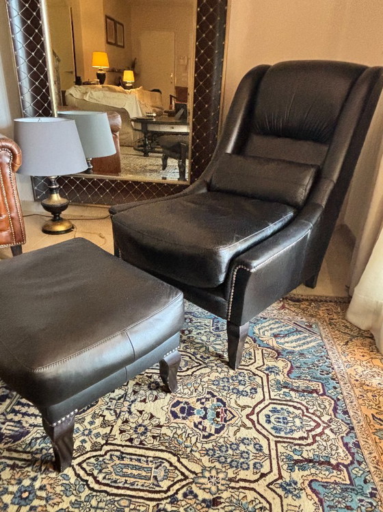 Image 1 of Roche Bobois "Les Provinciales" Bergère stoel met poef – als nieuw