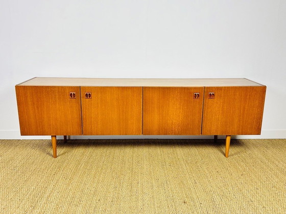 Image 1 of Scandinavian teak sideboard with 4 doors and tapered legs, 1960