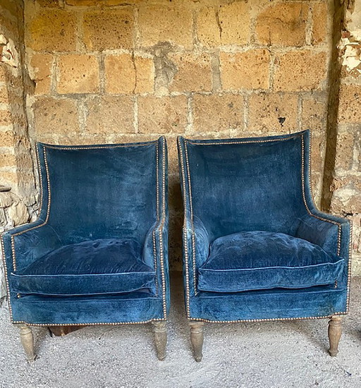Set of Art Deco Italian Chairs in Walnut, 1920s