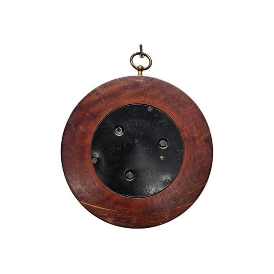 Image 1 of Vintage ronde barometer in houten frame, jaren 70