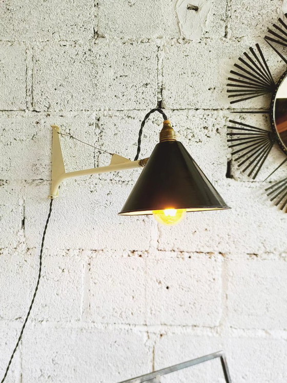 Image 1 of lampada da parete mini-Jib - stile Jean Prouvé - ispirazione nautica