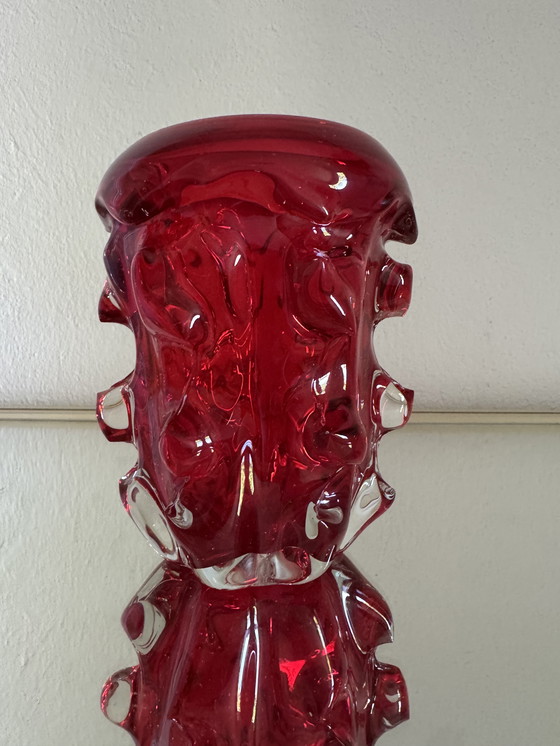 Image 1 of Red Murano Glass Vase 70's