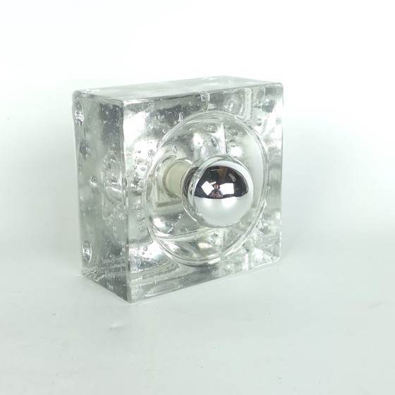 Müller & Zimmer, Vintage glass Ice Cube Wall light, Germany, 1960s, Silver (photo 6 of 11)