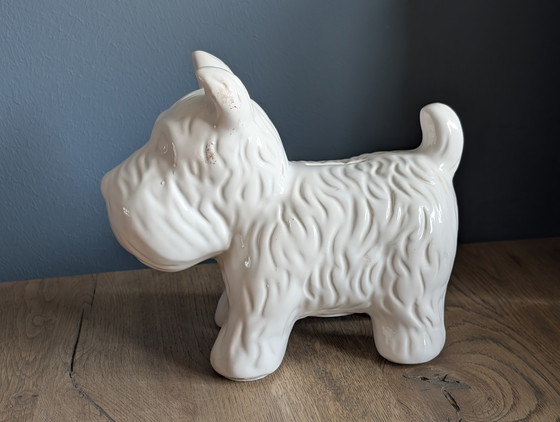 Image 1 of Vintage white terrier dog piggy bank