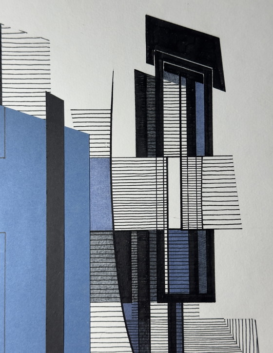 Eugène Eechaut (1928–2019) — Composizione Astratta Geometrica con Collage, 1982 – Dipinti e disegni, Paper (photo 5 of 13)