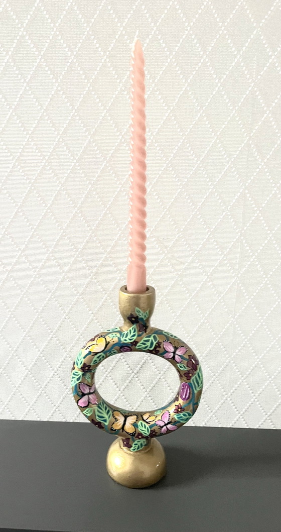 Image 1 of Hand-painted candlestick 'Butterflies'