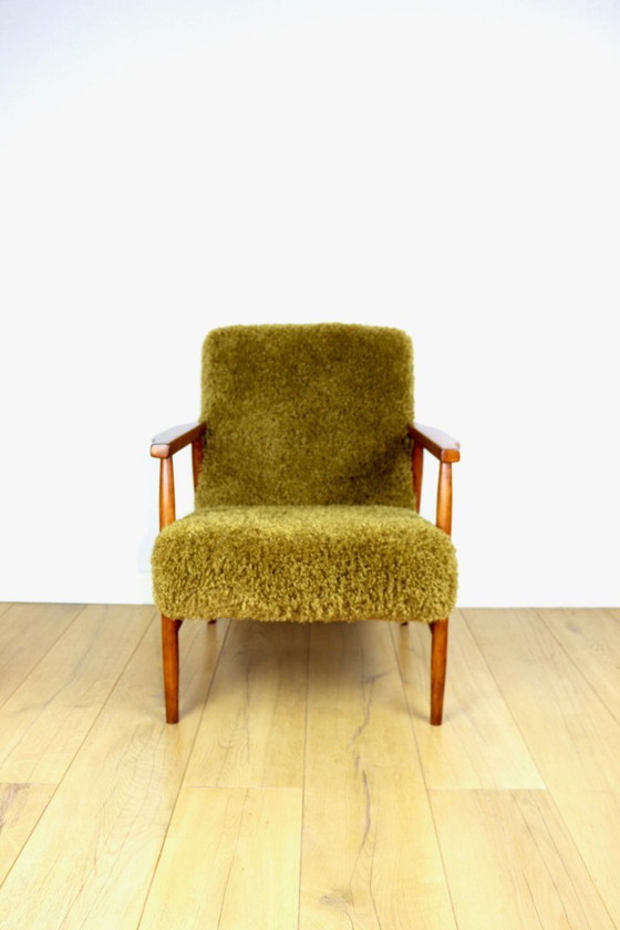 Image 1 of Vintage armchair, 1970s, fox - high pile Camel Olive Dark Khaki