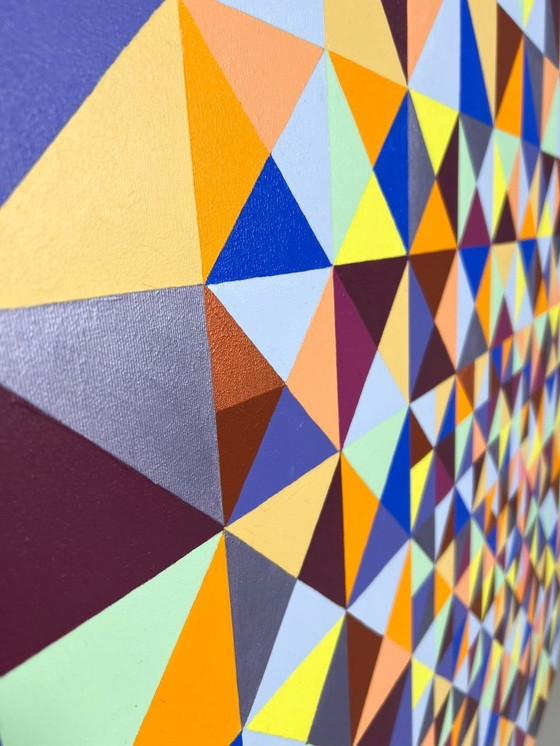 Image 1 of Lena László, acrylique sur toile, 'Exactly 299 triangles