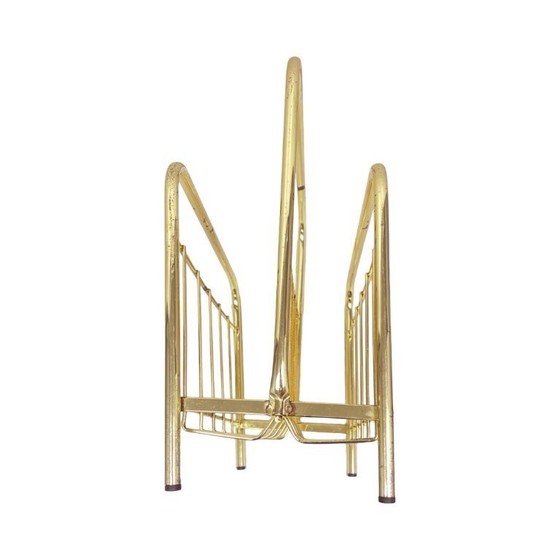 Image 1 of Vintage krantenrek van messing en stof, jaren 70, Duitsland, Hollywood Regency-stijl.