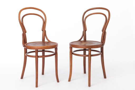 Par de sillas antiguas de madera curvada | Sillas de comedor austriacas de madera de haya | Estilo Thonet | Décadas de 1930