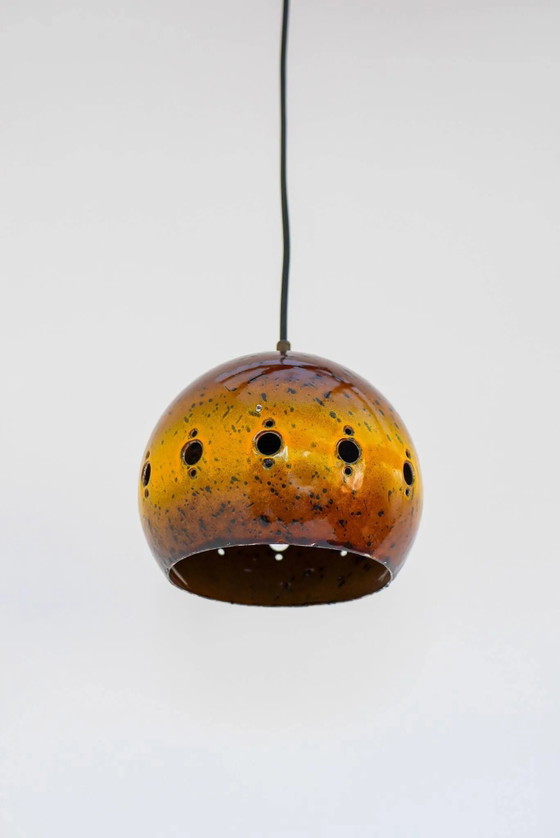 Image 1 of Suspension vintage émaillée attribuée à Hustadt Leuchten, années 1970