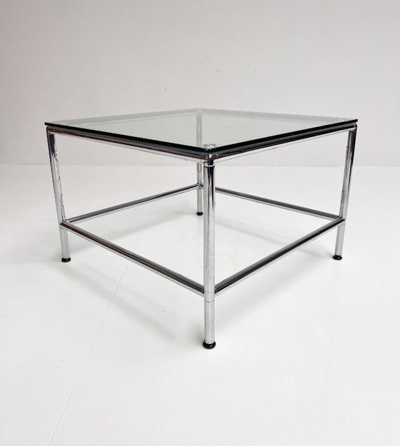 Tavolino da caffè quadrato in vetro, 71 x 71 cm, anni '90 – Tavolini da caffè, Metal (photo 6 of 13)