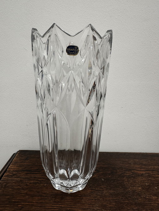 Vase Vintage en Cristal Taillé - Bohemia Crystal - H 30 cm