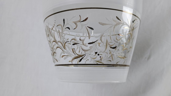 Image 1 of Lampada a sospensione da soffitto LUNEL Lanterna testurizzata in vetro bianco, stile vintage di metà secolo