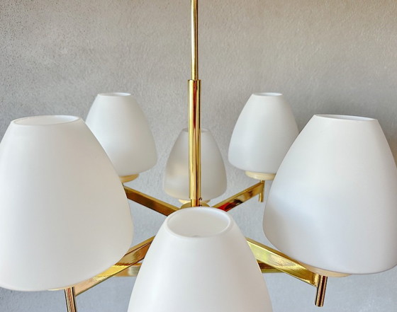 Vintage Kaiser Leuchten Pendant lamp – Glass, Brass (photo 5 of 15)