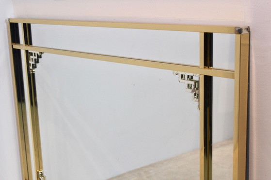 Grote Grafische Spiegel van Belgochrom, Chroom, Messing, Gold, Hollywood Regency (foto 10 van 12)