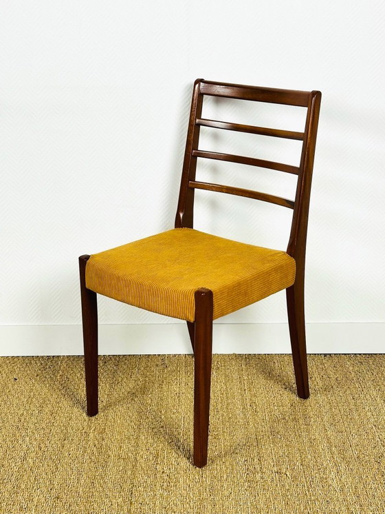 Image 1 of Set di 3 sedie da pranzo scandinave in teak e velluto a coste, 1960