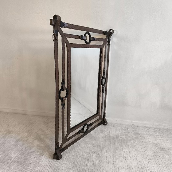 💎✨ Exceptional Jean-Pierre Ryckaert Mirror Iron leather-style, France 1960s ✨💎 – Glass (photo 4 of 20)