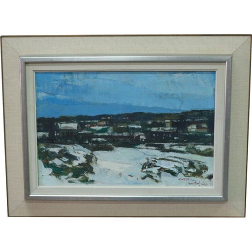 Ölgemälde auf moderner Vintage-Leinwand von Gunnar Herman Berglund, Schweden 1960