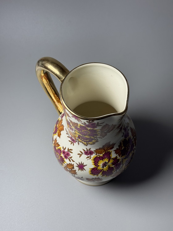 Image 1 of Boch Frères La Louvière Keralux Faience Pitcher by Raymond Chevalier, Belgian Art Deco, 1930s