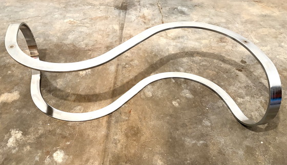 Image 1 of salontafel infinity structure courbée métal chromé verre