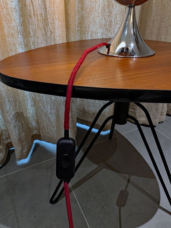 60er Jahre "Satellite" Verchromte Tischlampe, Unikat, Tischlampen, Glas, Metall, Rot (Foto 8 von 11)