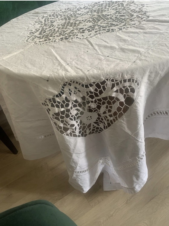 Magnífico mantel de lino con encaje 210x210 cm – Accesorios de mesa, Algodón, Otro (photo 3 of 15)