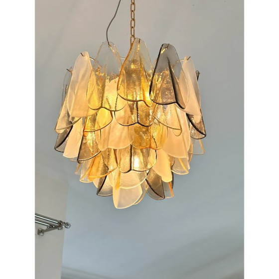 Image 1 of Contemporary Modern Multicolor Amber "Rondini" Murano Chandelier by Simoeng