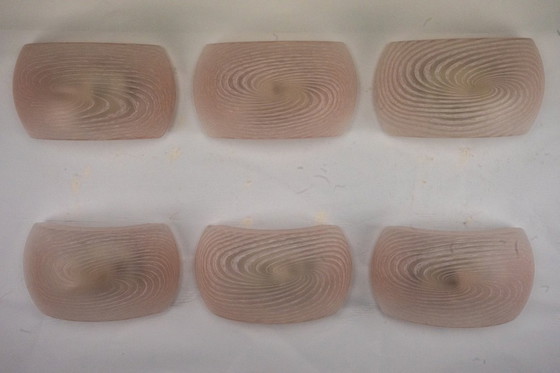 Image 1 of Satz von sechs rosafarbenen Muranoglas-Wandleuchtern. Italien 1970er Jahre