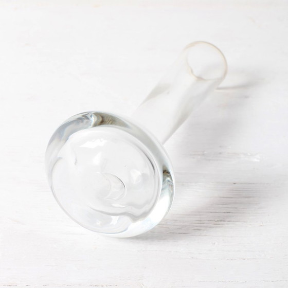 Image 1 of Mid-century Small Vintage Clear Single Flower Glass Vase / Pukeberg / Sweden / 1960s