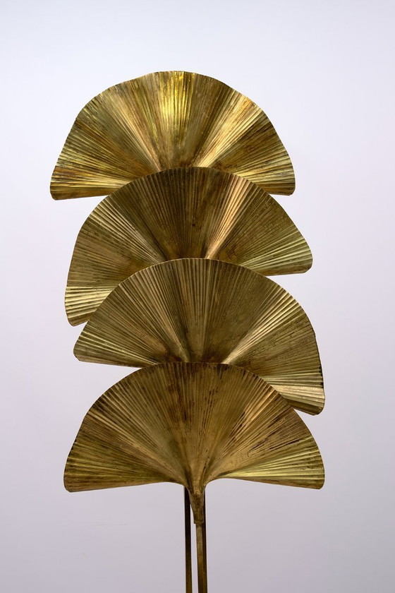 Image 1 of Tommaso Barbi Mid-Century Modern Italian Brass Floor Lamp "Ginkgo", 1970s