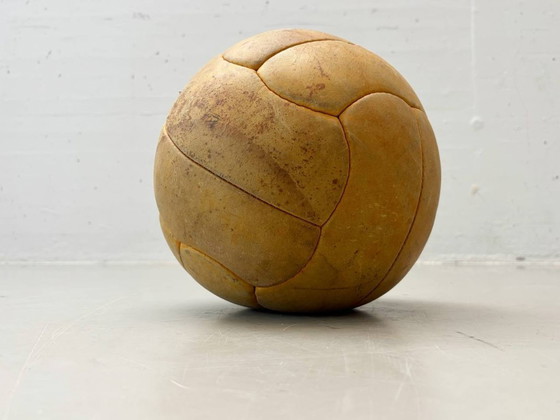 Image 1 of Vintage leather ball / medicine ball, mid-century, 1940s