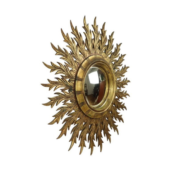 Image 1 of Large Rare Wooden Sun Mirror Sunburst Gold Leaf XL 86cm