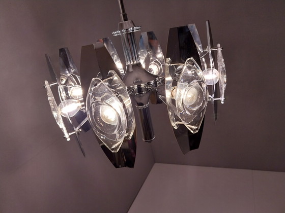 Image 1 of Vintage Italiaanse Kroonluchter van Oscar Torlasco voor Stilkronen, Jaren 60