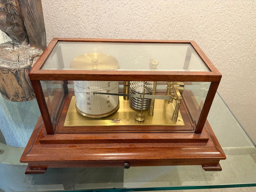 Barographe en acajou de la fin du XXe siècle