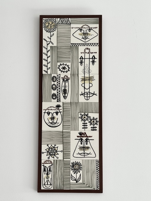 Magnificent decorative ceramic panel: A.FRANS dated 1964
