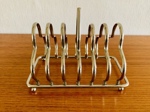 Porta toast Art Déco, placcato argento, per 6 fette, anni '30