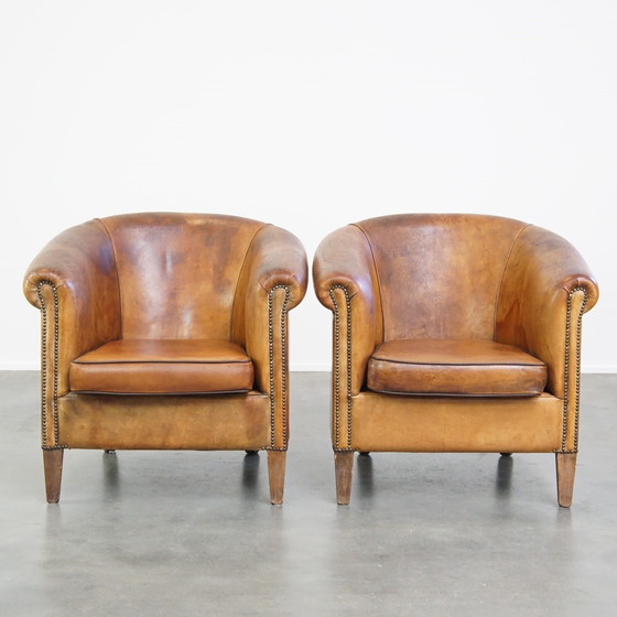 Image 1 of 2 X Vintage Sheep Leather Club Armchair