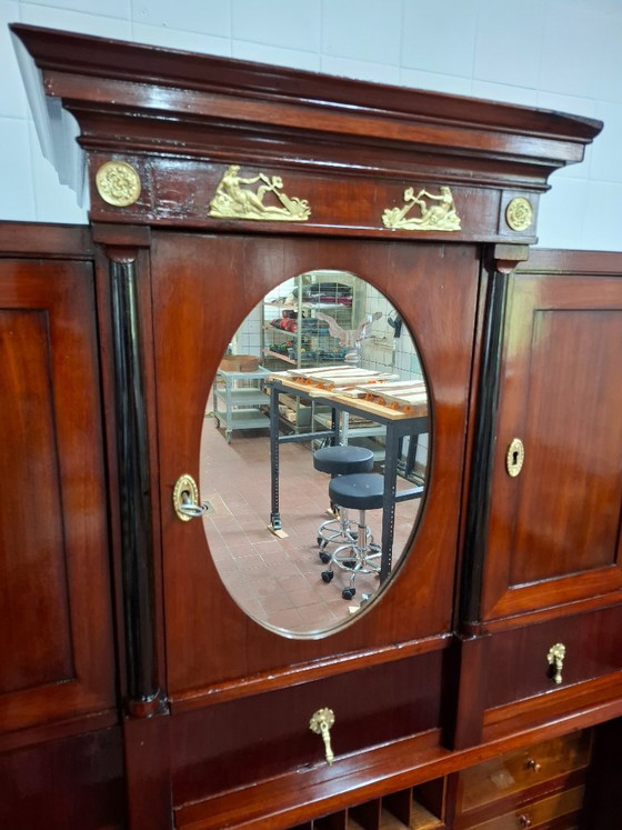 Bureaux Empire vers 1820 – Polissage à la gomme laque magistral – Verre, Bois (photo 4 of 8)