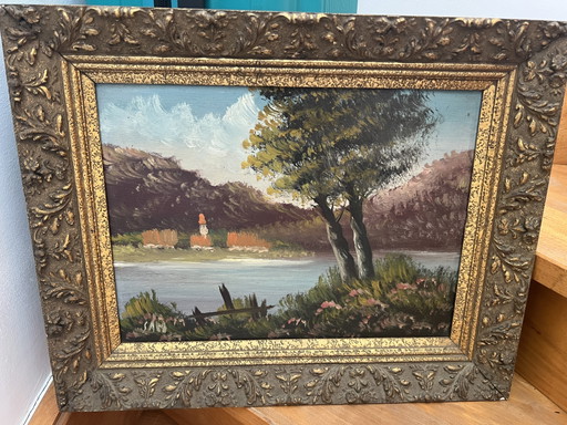 Lot of 5 classic oil paintings in gold-colored frames