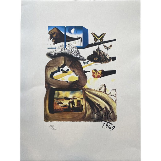 Alte Lithographie von Salvador Dali, Normandie 1969er