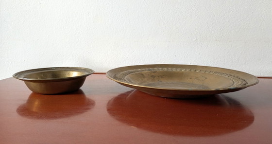 Set aus zwei Messing Schalen, Atelier Collini Austria, Metall, Gold, Vintage (Foto 9 von 11)