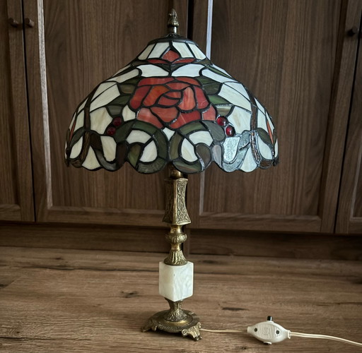 Tiffany Lamp - with brass/marble base 