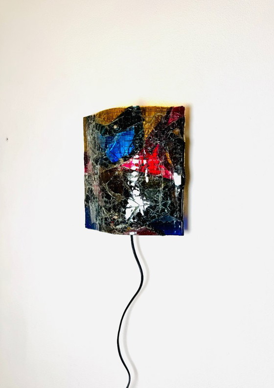 Glass Fused Wall Lamp by Glasstudio Van Tetterode, The Netherlands, 1950s – Wall lights, Aluminium (photo 7 of 7)