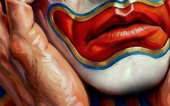 Image 1 of Dipinto acrilico su tela "Pagliaccio triste" / (60x60) cm