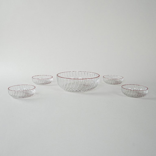 Set di insalatiere in vetro, design italiano, anni '70, produzione: Italia