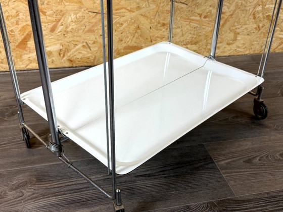 Image 1 of 1960s/70s Serving Trolley/Dinette Side Table, Space Age Design, Chrome/White