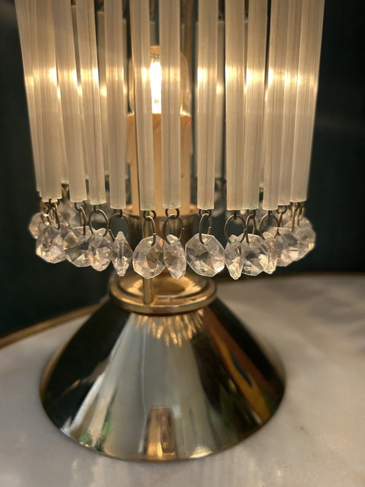 Set Of 2 Vintage Opaline Rod Table Lamps Italian