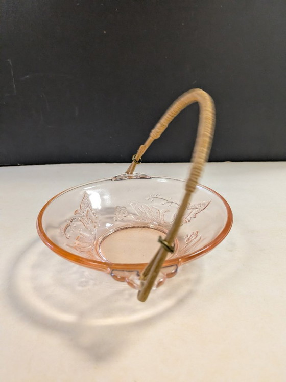 Image 1 of vintage rose glas schaaltje met oren