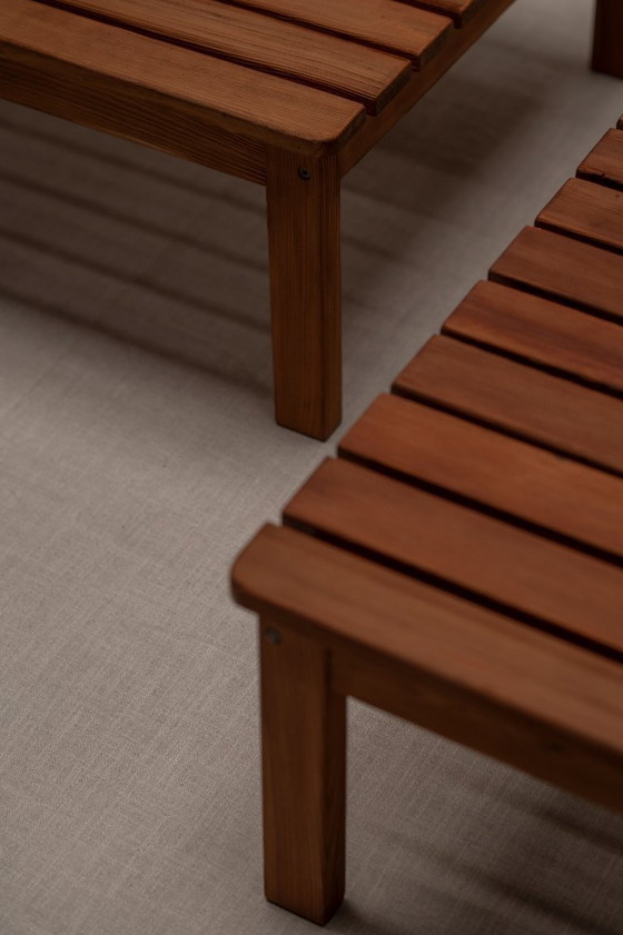 Image 1 of Modernist set of two ‘lattenbank’ coffee tables, 1960s